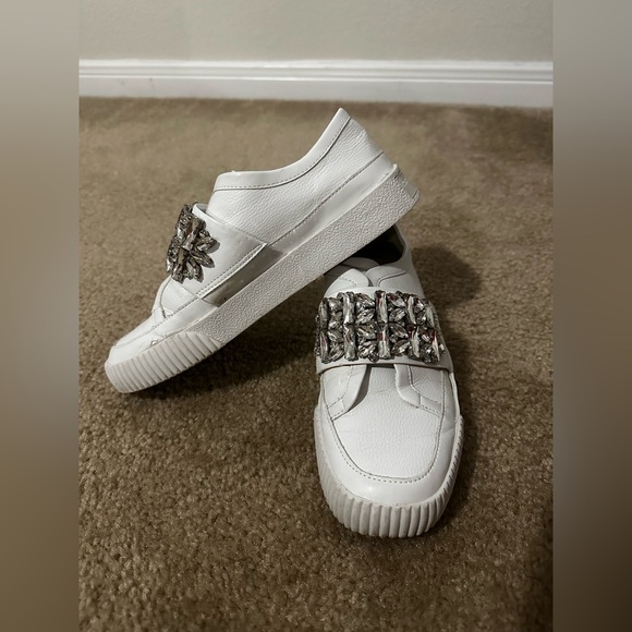 Karl Lagerfeld White Crystal Embellished Sneakers - Picture 6 of 9